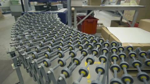 Box moving on packing line Stock Footage 68977529