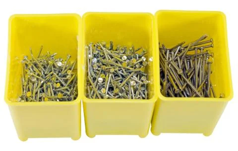 Box with nails Stock Photos