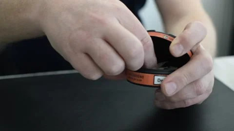 Box of nicotine snus Video stock 287710119