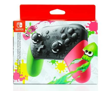 Box of Nintendo Switch Pro Controller Splatoon 2 Edition Stock Photos
