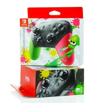 Box of Nintendo Switch Pro Controller Splatoon 2 Edition Stock Photos