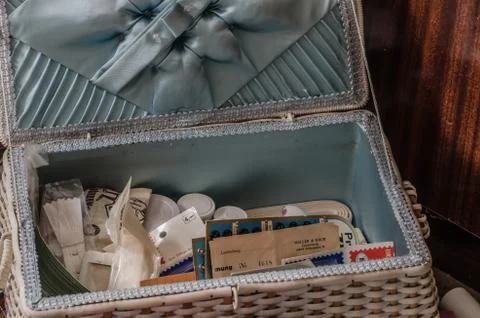 Box with objects in abandoned room Stock Photos