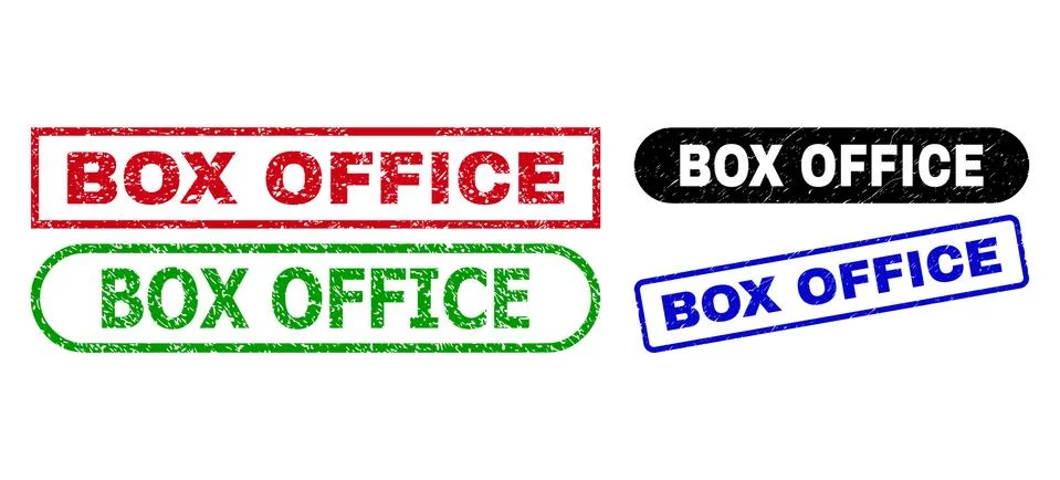 BOX OFFICE Rectangle Watermarks with Unclean Texture Stock Illustration