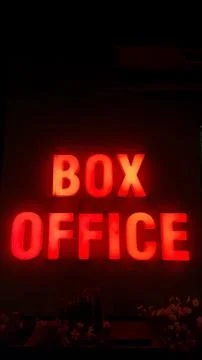 BOX OFFICE SIGN with red light Stock Photos