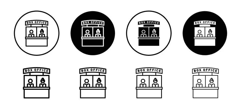 Box office vector icon set collection. Box office Outline flat Icon. Stock Illustration