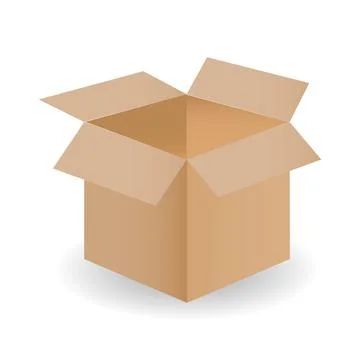 Box, open box icon isolated on white background with shadow. Vector, design. Stock Illustration