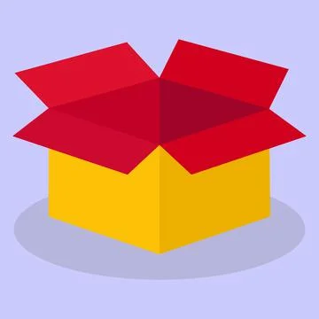 Box. An open cardboard box. The image is made in a flat style. Stock Illustration