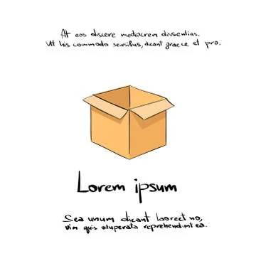 Box Open Hand Draw Color Icon Vector Stock Illustration