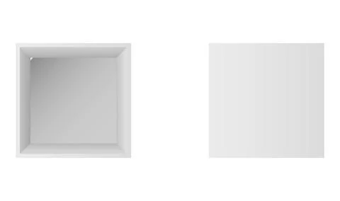 Box, open white box with lid isolated on white background. Vector, design 스톡 일러스트