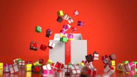 The box opens and the gift box floats up Stock Footage 293407321