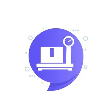Box or package and scales vector icon Illustrazione stock