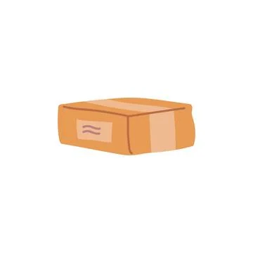 Box or parcel, flat cartoon style vector illustration isolated on white Illustrazione stock