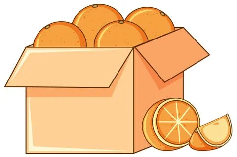 Box of oranges on white background Stock Illustration