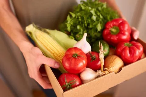 Box of organic vegetables Stock Photos