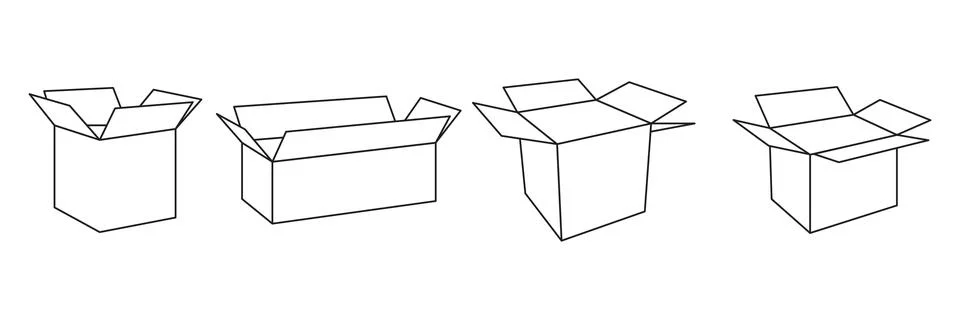 Box outline icon set vector on white background イラスト素材