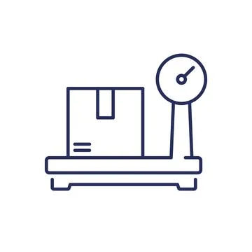 Box, package and scales line icon 스톡 일러스트