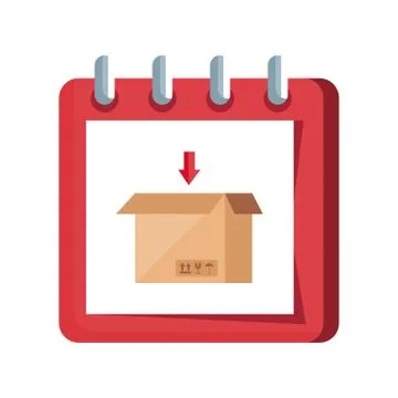 Box package in calendar reminder isolated icon 스톡 일러스트