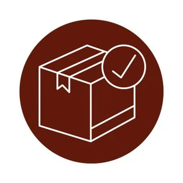 Box package cargo with check symbol block line style icon Stock Illustration