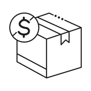 Box package cargo with dollar symbol line style icon 스톡 일러스트