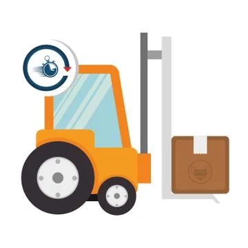 Box package cargo in forklift with chronometer イラスト素材