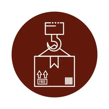Box package cargo hanging block line style icon イラスト素材