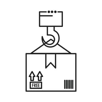 Box package cargo hanging line style icon Illustrazione stock