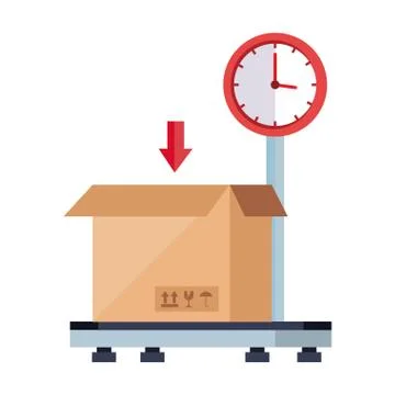 Box package cargo in weighing machine isolated icon 스톡 일러스트
