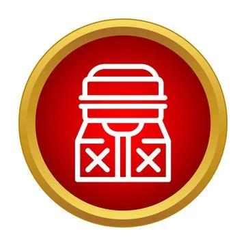 Box package delivery icon in red circle Stock Illustration