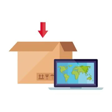 Box package with laptop computer イラスト素材