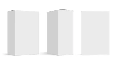 Box package mockup card blank carton white product square 3d template Stock Illustration