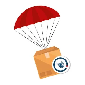 Box package with parachute and chronometer 스톡 일러스트