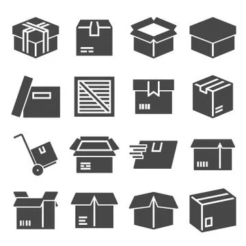 Box, package, parcel, delivery, logistics icon set Stock Illustration