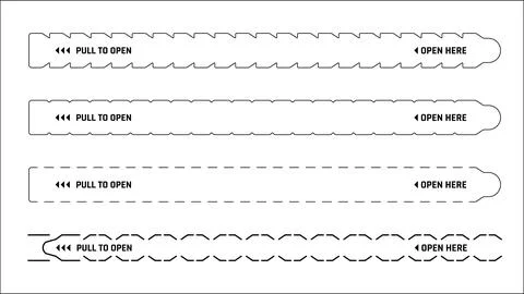 Box package perforated tear strip border line Stock Illustration