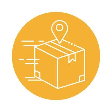 Box package with pin location block line style icon 스톡 일러스트