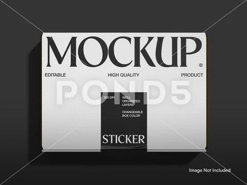 Box Packaging and Sticker Label Mockup PSD Template