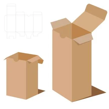 Box Packaging Design. Brown box packaging. Stock Illustration