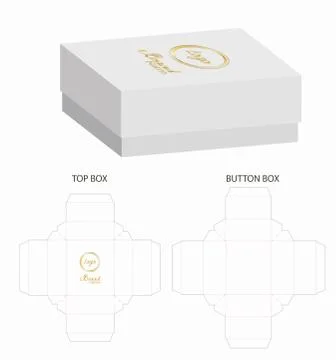 Box packaging die cut template design. 3d mock-up illustration. Illustrazione stock