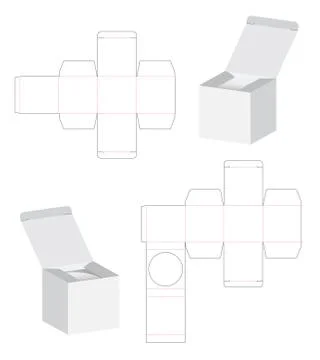 Box packaging die cut template design. 3d mock-up illustration. Illustrazione stock