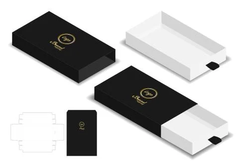 Box packaging die cut template 3D mockup Illustrazione stock