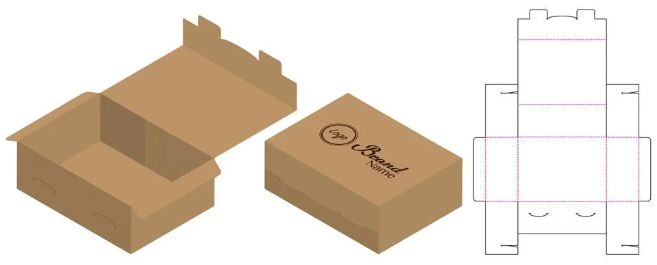 Box packaging die cut template design. 3d mock-up Stock Illustration