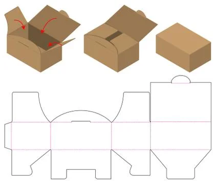 Box packaging die cut template design. 3d mock-up Stock Illustration