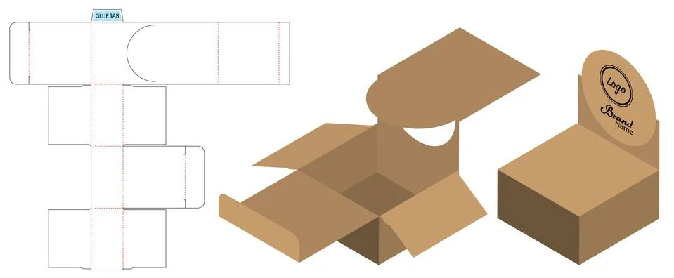 Box packaging die cut template design. 3d mock-up Stock Illustration