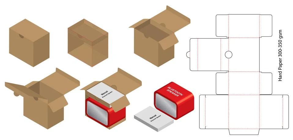 Box packaging die cut template design. 3d mock-up Stock Illustration