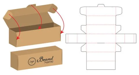 Box packaging die cut template design. 3d mock-up Illustrazione stock