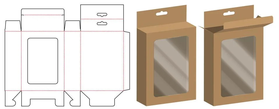 Box packaging die cut template design. 3d mock-up Stock Illustration