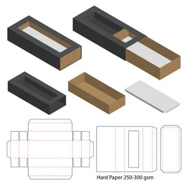Box packaging die cut template design. 3d mock-up Illustrazione stock