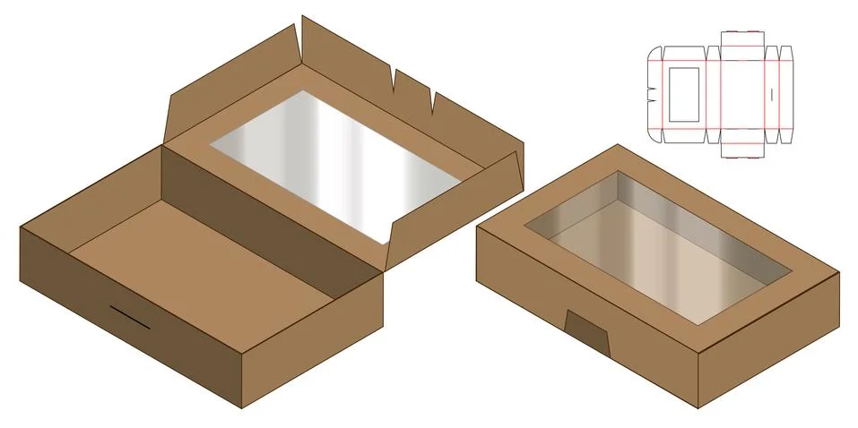Box packaging die cut template design. 3d mock-up Illustrazione stock