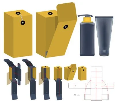 Box packaging die cut template design. 3d mock-up Stock Illustration