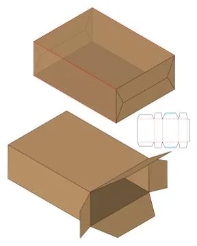 Box packaging die cut template design. 3d mock-up Illustrazione stock