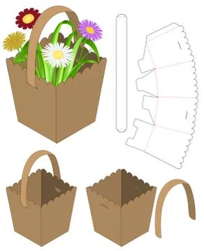 Box packaging die cut template design. 3d mock-up Illustrazione stock